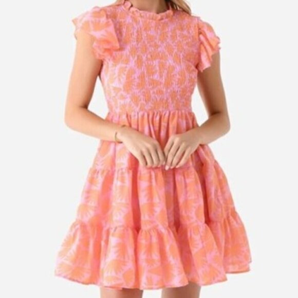 J. Marie Elena Smocked Dress Flutter Sleeves Floral Ruffle Pockets Prairie  S - Picture 3 of 13